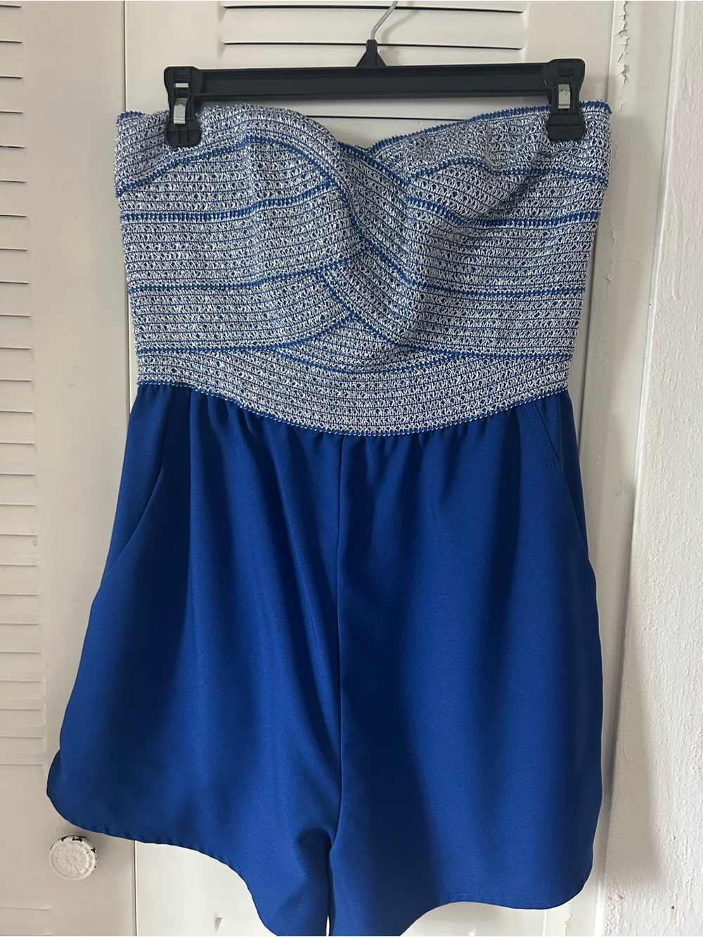 WOW couture Strapless Royal Blue & Light Blue Textured Romper